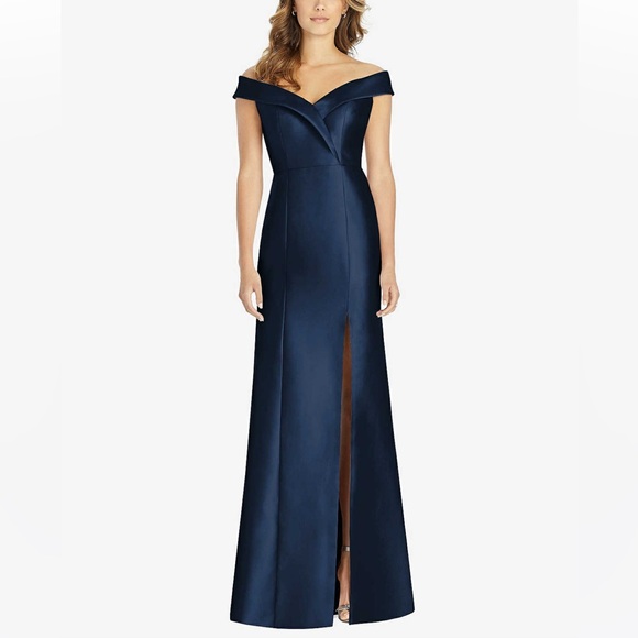 ALFRED SUNG Dresses & Skirts - Alfred Sung D760 OFF-THE-SHOULDER TRUMPET GOWN MIDNIGHT NAVY